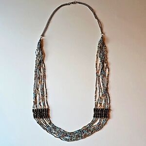 Blue & Brown Bead Necklace 36 Inches